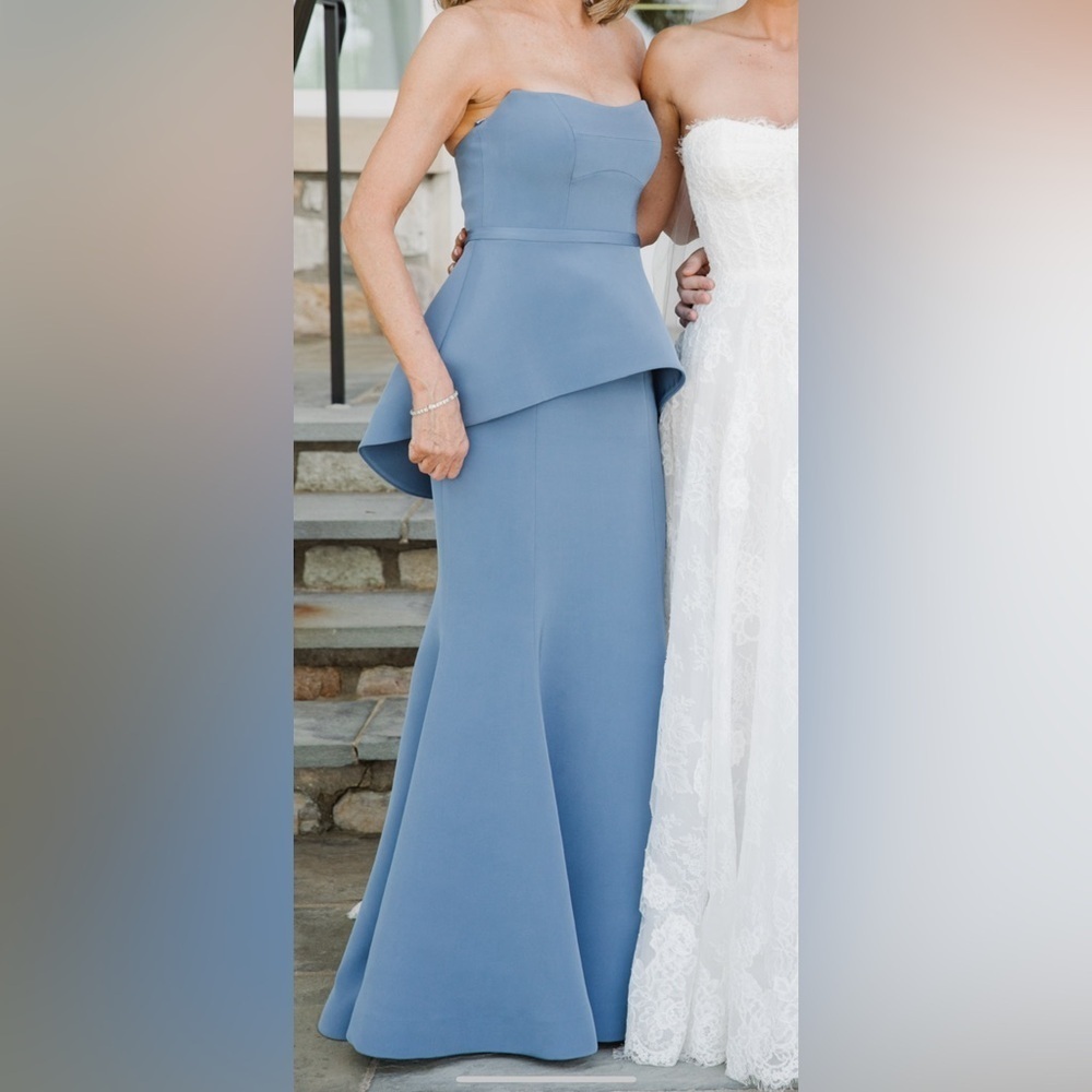 Romona Keveza Light Blue Strapless Mother of the Bride Gown Maxi Dress size 4 - Picture 2 of 9